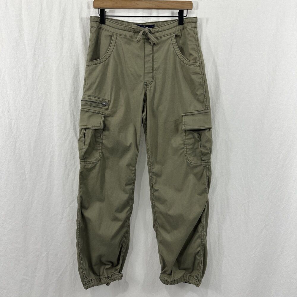 Hollister Adjustable Rise Green Parachute Baggy Pants Womens  Sz S Cargo Utility
